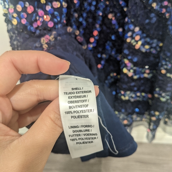 Adrianna Papell Spaghetti Sweetheart Navy Sequin Maxi Dress - Picture 15 of 15